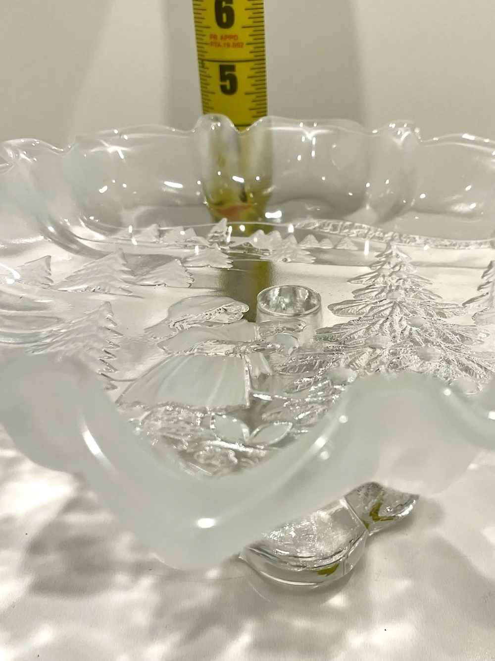 Mikasa Christmas Story Bon Bon Footed Serving Dish Frosted Winter Scene.